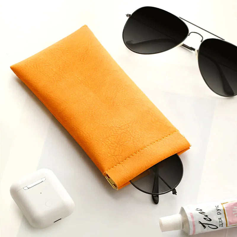 Xajzpa Zipper Sunglasses Case Fashionable  Pu Leather Glass Case Pouch  Mobile Phone Wallet  Protective Glasses Box Wholesale 9X18cm