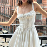 Xajzpa Fashion Solid Color Dress Women's Sleeveless Waist Retraction A Line Dresses 2025 Summer New Tide