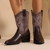 Xajzpa New Style Fashion Women's Western Cowboy Boots Slip On Thick Heel Knight Long Booties Retro Style Autumn Winter Female Shoes