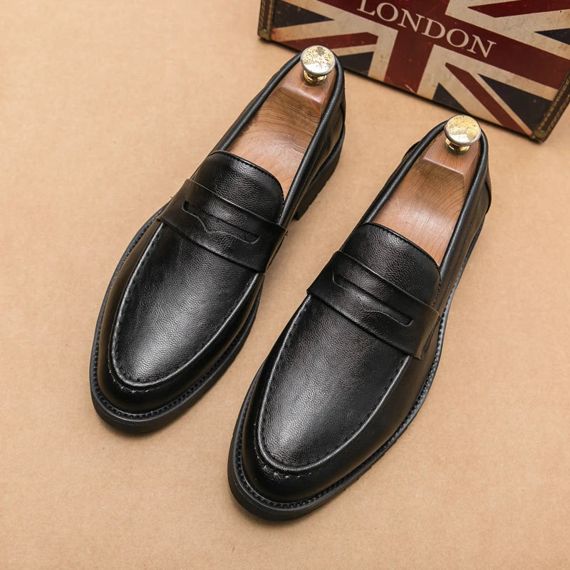 Xajzpa Black Men Loafers Soft Moccasins High Quality Spring Autumn Genuine Leather Shoes Men Business Office Dress Shoes Zapatos