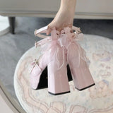 Xajzpa 2025 Christmas Women's Sweet JK Princess Lolita High Heels Girlish Campus Style Leather Shoes