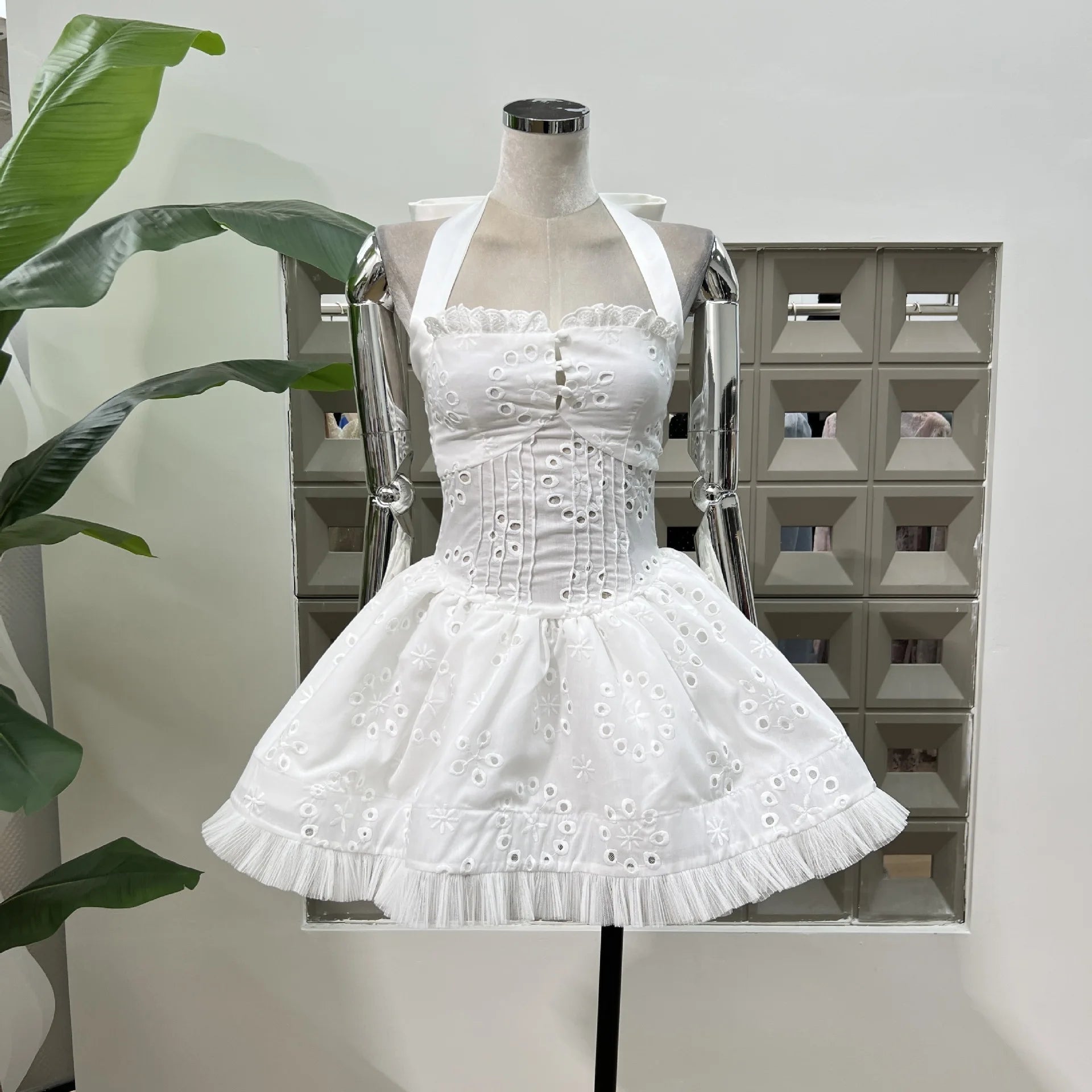 Xajzpa  Fashion Lace Embroidery Dress Women's Sleeveless Waist Retraction Backless Dresses 2025 Summer New Tide