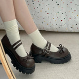 Xajzpa Shoes Shallow Mouth Oxfords Women's All-Match Round Toe Female Footwear Casual Sneaker Clogs Platform Bow-Knot New Comfortable R