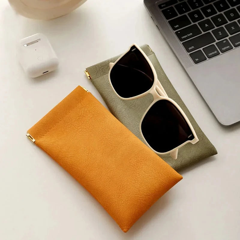 Xajzpa Glasses Bag Sunglasses MEN'S AND WOMEN'S Storage Set Elastic Plate Mouth Automatic Closing Glasses Storage Bag