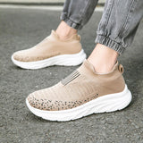 Xajzpa Men Flat Shoes Lazy Plus Size Socks 39-50 High Elasticity Knitted Fabric Comfortable Black Sports Shoes for Walking and Running