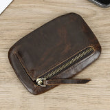 Xajzpa Men Women Genuine Leather Zipper Coin Wallet Cow Leather Mini Short Purse Card Holder Change Purse For Male Female Coins Wallets