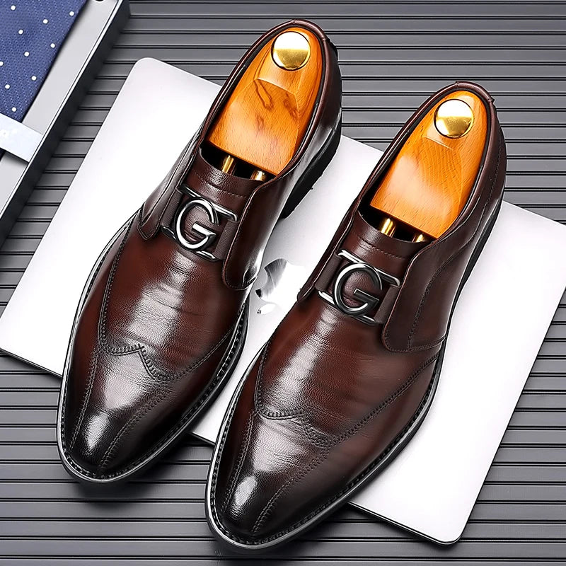 Xajzpa Men's casual shoes fashion brand classic casual men's PU leather shoes black hot selling breathable business men's shoes