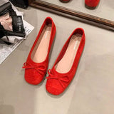 Xajzpa Shoes Fashion Women's Shallow Mouth Square Toe Soft Bow-Knot Female Footwear All-Match Moccasins Modis New Summer