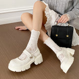 Xajzpa Summer Shoes Ladies Women's Heels Female Footwear Oxfords British Style Clogs Platform New On Heels Dress Leather Preppy Cr