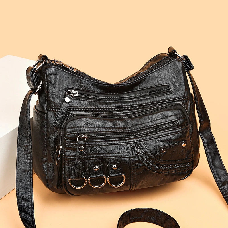 Xajzpa Vintage Pu Leather Luxury Purses and Handbags High Quality Women's Bag Design Multi-pocket Ladies Crossbody Shoulder Bags