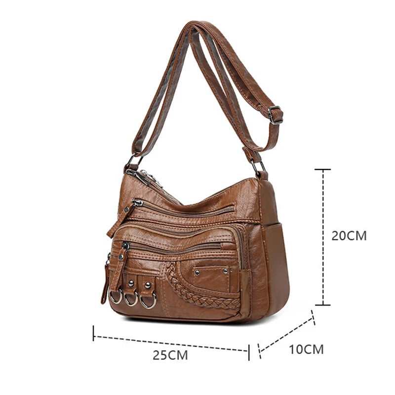 Xajzpa Vintage Pu Leather Luxury Purses and Handbags High Quality Women's Bag Design Multi-pocket Ladies Crossbody Shoulder Bags