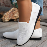 Xajzpa Solid Color Square Toe Mesh Loafers Shallow Women Flats Shoes Soft Bottom Knit Ballet Flats Shoes Casual Slip on Boat Shoes