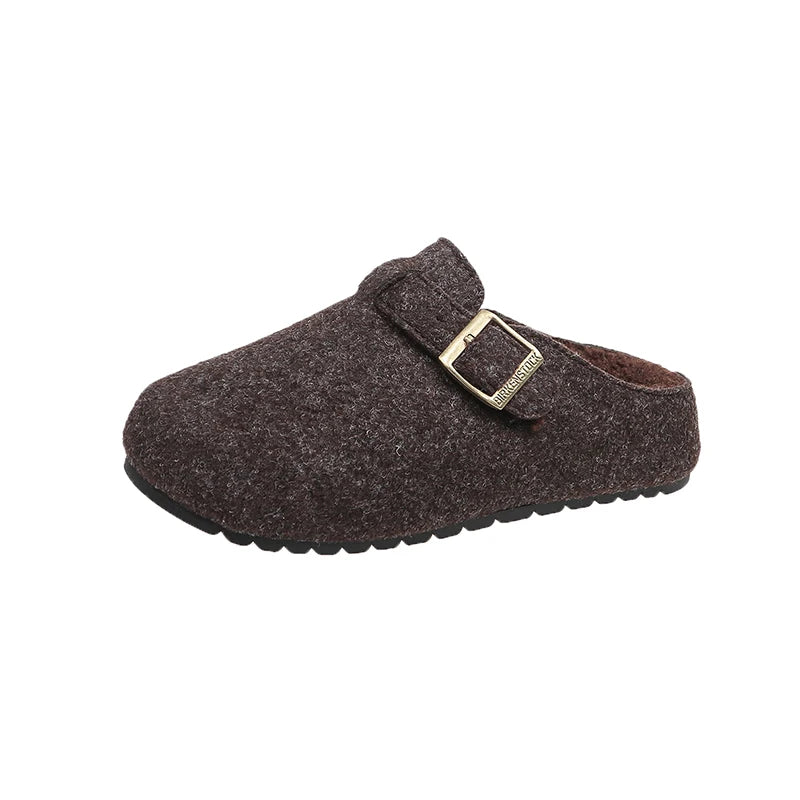 Xajzpa Women's Cotton Cloth Clogs Cork Footbed Leather Mules Slippers Comfortable Fashion Potato Shoes Arch Support Cotton Slippers