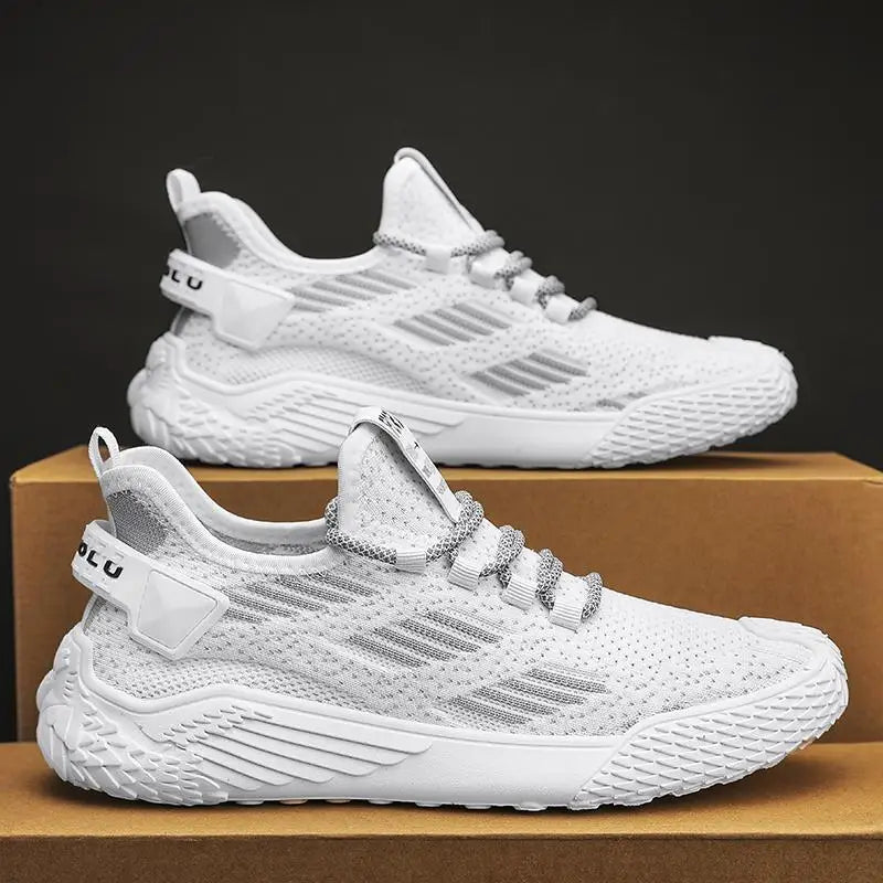 Xajzpa New Men's Shoes Flying Woven Mesh Sports Breathable Light Casual Sports Running Soft Sole Travel Shoes Sneakers Off White Shoes