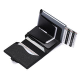 Xajzpa Fashion Saffiano Leather Men Push Up Wallet RFID Blocking Thin Slim Smart Card Holder Money Coin Purse Porte Monnaies