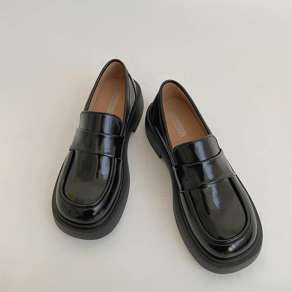 Xajzpa Summer Shoes Ladies Female Footwear Oxfords Women's Round Toe Shallow Mouth Loafers With Fur Clogs Platform Casual Sneaker Briti