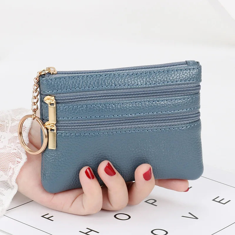 Xajzpa  Fashion Women Wallet Clutch Three Zip Female Short Small Coin Purse New Brand Design Soft Mini Card Holder Wallet Money Bag