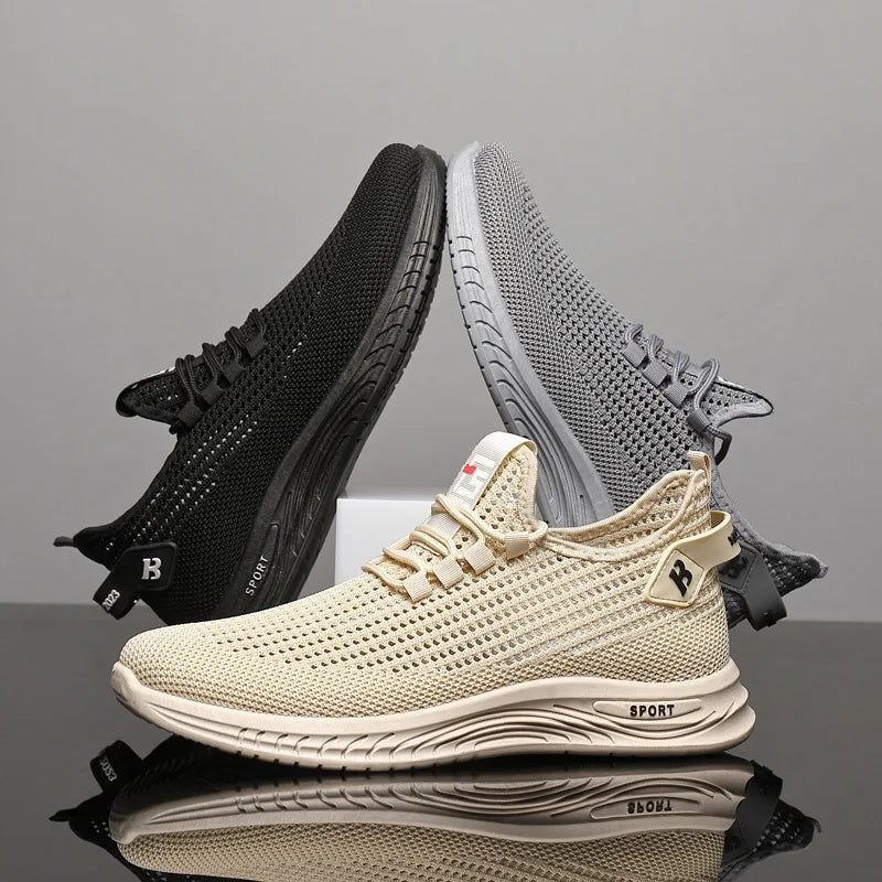 Xajzpa Men's Sneakers Classic Casual Shoes Breathable Mesh Running Sneakers Without Laces Lightweight Men Shoes 2025 Summer New