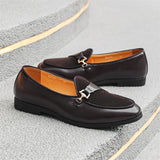 Xajzpa Men's Casual Leather Shoes Buckle Trendy Party Wedding Shoe Mens Comfortable Driving Flats Men Moccasins Loafers EUR Sizes 38-46
