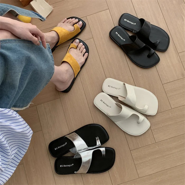 Xajzpa Shoes Women Slippers Flat Rubber Flip Flops Slides Loafers Soft Silver Hawaiian Women's Shoes Silver Loafers Slippers Soft Rubb