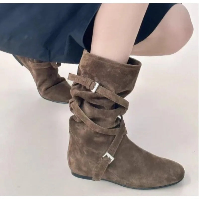 Xajzpa New Style Luxury Women's Fashion Pointed Cowboy Coarse Heel Stacked Boots New Style No Knee Large Barrel Giroud Women's Boots