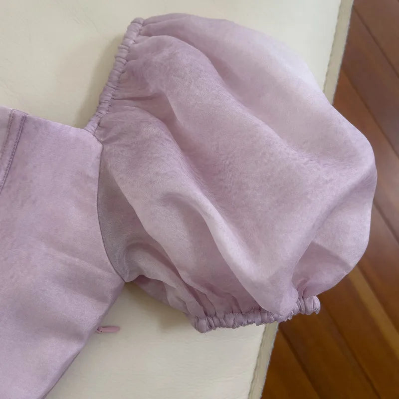 Xajzpa Fashion Solid Color Dress Women's Slash Neck Short Sleeve Waist Retraction Dresses 2025 Summer New Tide