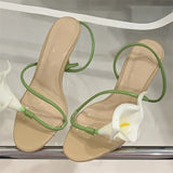 Xajzpa Summer Sexy Flower Narrow Band Women Sandals Street Style Open Toe Thin Heels Party Prom Shoes