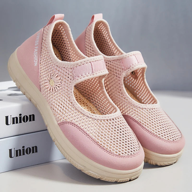 Xajzpa Women Shoes Breathable Vulcanized Shoes Fashion Comfortable Female Dance Work Shoes Breathable Mesh Casual Walking Shoes Ladies