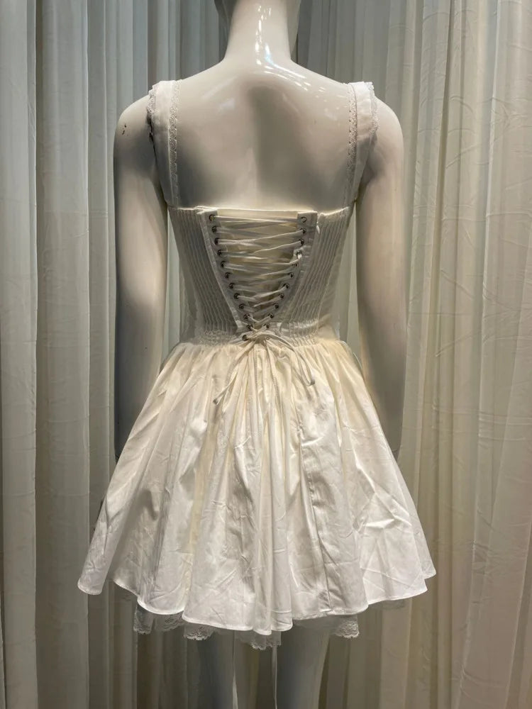 Xajzpa Fashion Solid Color Dress Women's Sleeveless Waist Retraction A Line Dresses 2025 Summer New Tide