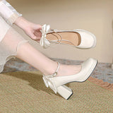 Xajzpa Woman Sexy High Heels Shoes Lace-Up Slip On Chunky Sandals Shallow Mouth Round Toe Footwear Branded Pumps Sweet Basketball Platf