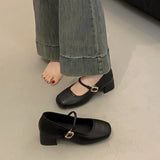 Xajzpa Retro Women Shoes Mary Jane Chunky Sandals Casual Heels Footwear Round Toe 2025 Shallow Mouth Branded Pumps Lolita Block Comfort