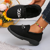 Xajzpa Trend Chain Thick Plush Low Platform Boots Women Winter Wear-Resistant Warm Ankle Boots Female Solid Soft Sole Non Slip Loafers
