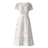 Xajzpa Fashion Women Dress Short Sleeve Round Neck Lace Patchwork Female Elegant Dresses New Tide