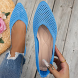 Xajzpa Women Pointed Toe Flat Shoes Solid Color Knitted Slip on Shoes Casual Breathable Ballet Flats Women Mesh Flat Shoes Loafers
