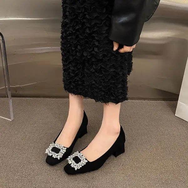 Xajzpa Retro Women Shoes Shallow Mouth Sexy Heels Work Dress Professional Chunky Sandals Footwear Crossdressers Latest Spring Offi