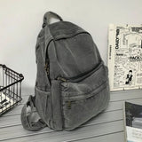 Xajzpa New Gray Denim Backpack Women's Leisure Travel Outing Shoulder Bag Female Fashion Schoolbags Suitable For Boys And Girls Mochila