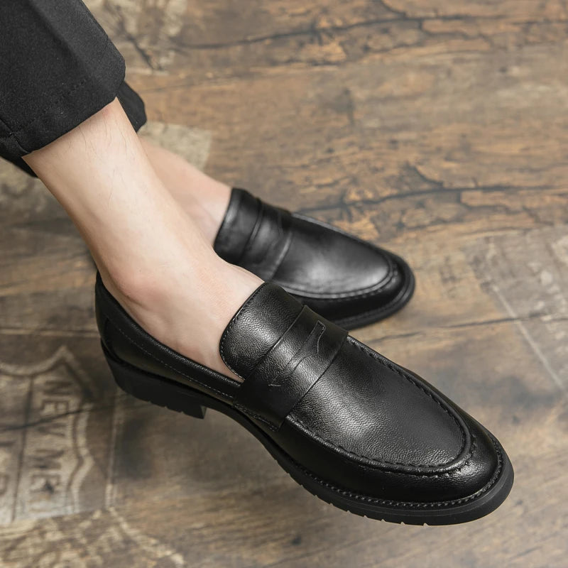 Xajzpa Black Men Loafers Soft Moccasins High Quality Spring Autumn Genuine Leather Shoes Men Business Office Dress Shoes Zapatos