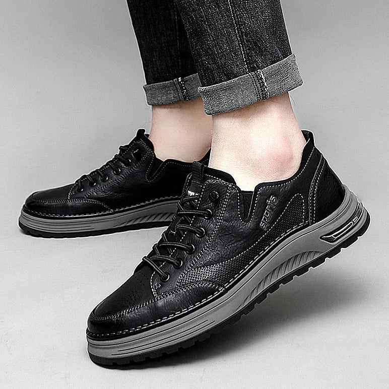 Xajzpa high-quality leather casual fashion luxury brand men's breathable flat shoes with lace Oxford comfortable outdoor running shoes