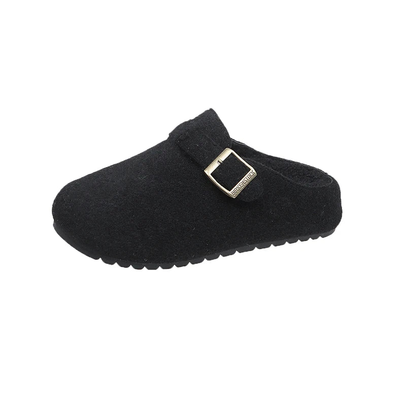 Xajzpa Women's Cotton Cloth Clogs Cork Footbed Leather Mules Slippers Comfortable Fashion Potato Shoes Arch Support Cotton Slippers