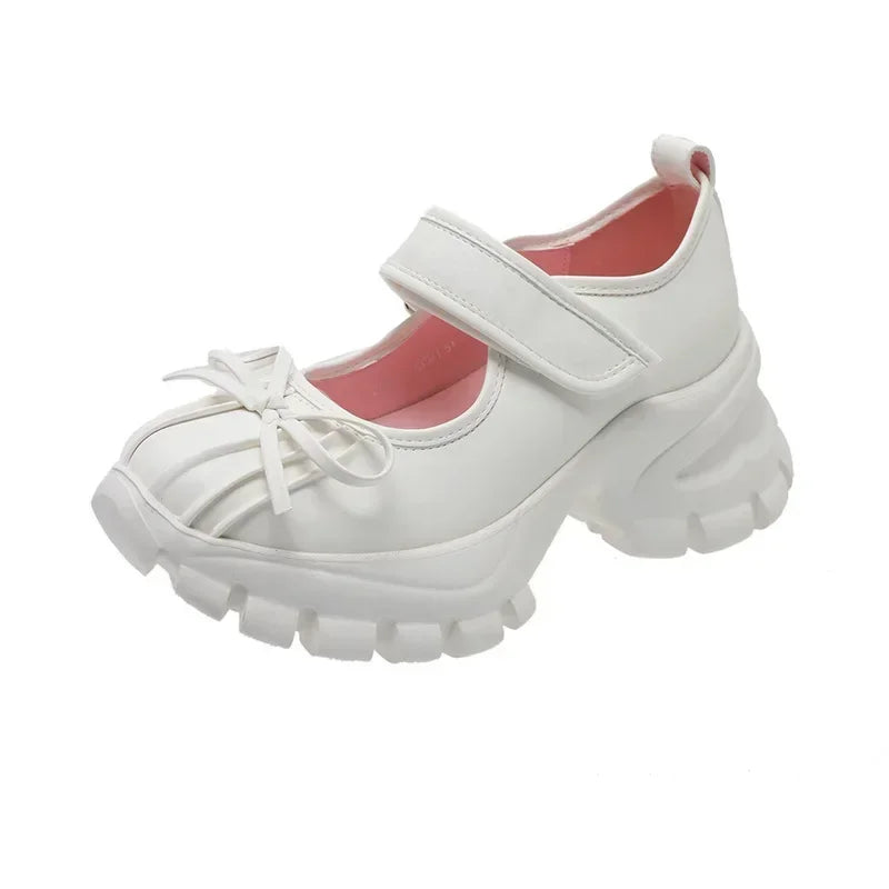 Xajzpa Women Casual Silver Platform Ballet Shoes Thick Sole Sneakers New Summer Fashion Single Shoes Woman Platform Mary Jane Pumps