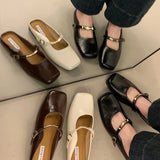 Xajzpa Summers New Style Women Cover Toe Mules Slippers Fashion Shallow Slip on Slide Ladies Women's Elegant Dress Shoes Zapatos Mujer