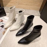 Xajzpa New Style Luxury Women's Fashion Ankle Boots Pointed Toe Stretch Boots Autumn Stiletto Socks Boots High Heels Ladies Shoes