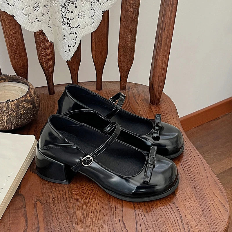 Xajzpa New Mary Jane Shoes Women's Elegant Low Heel Shoes Fashion Casual Buckle Single Shoes Ladies College Style Footwear Single Pumps