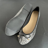 Xajzpa Spring Autumn New Round Head Bow Flat Bottom Ballet Single Shallow Mouth Women's Shoes Size 35-42