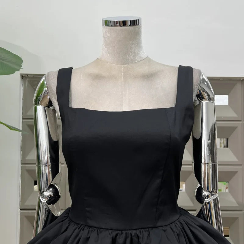 Xajzpa Fashion Patchwork Dress Women's Square Collar Sleeveless Casual A Line Dresses 2025 Summer New Tide