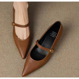 Xajzpa New Fashion Women's Coarse Heel Shoes Spring Square Head Shallow Mouth Suede Metal Buckle Anti-slip Wear-resistant Low-top Shoes