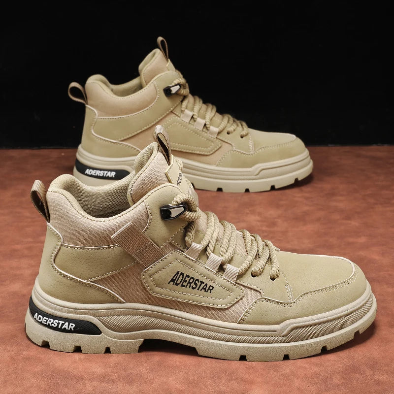 Xajzpa Autumn 2025 New Fashionable Workwear Boots Outdoor Trend Hiking Shoes Men's Thick Soled Gray Casual Shoes Men's  Flat Boots