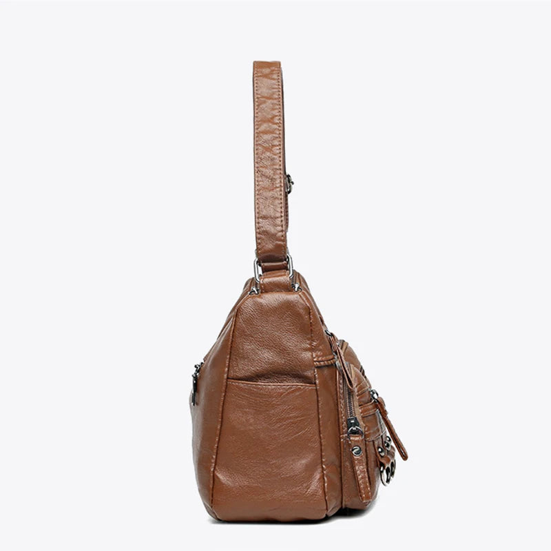 Xajzpa Vintage Pu Leather Luxury Purses and Handbags High Quality Women's Bag Design Multi-pocket Ladies Crossbody Shoulder Bags