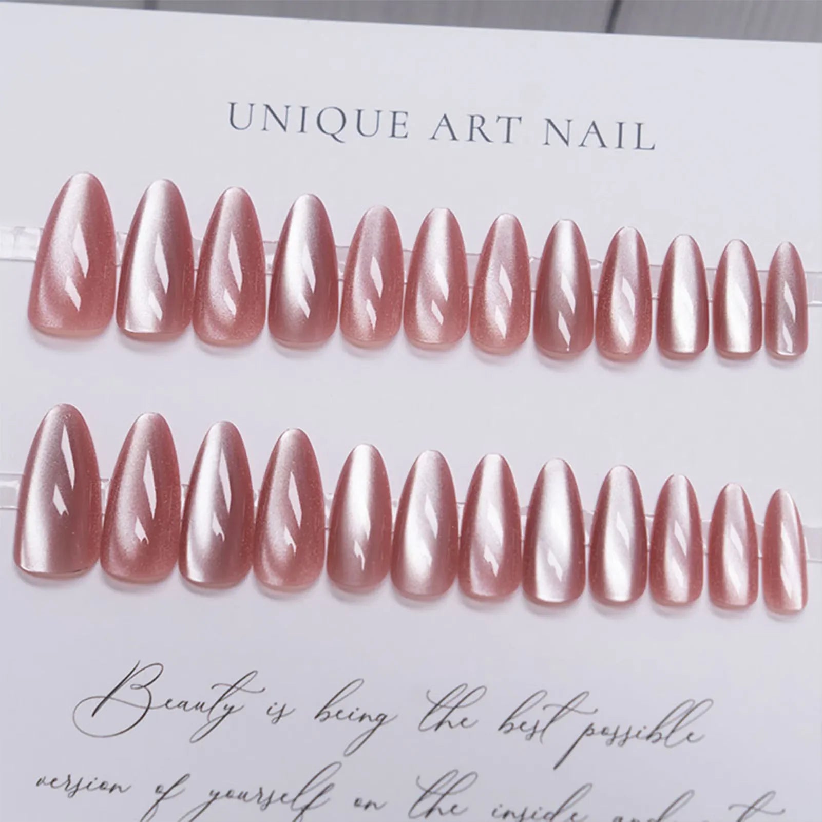 Xajzpa  24pcs Glitter Fake Nails Purple Shiny Cat Eye Press On Nails Almond Head Manicure Nail Tips Pink/Blue False Nail Patch For Girl