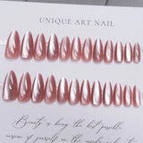 Xajzpa  24pcs Glitter Fake Nails Purple Shiny Cat Eye Press On Nails Almond Head Manicure Nail Tips Pink/Blue False Nail Patch For Girl